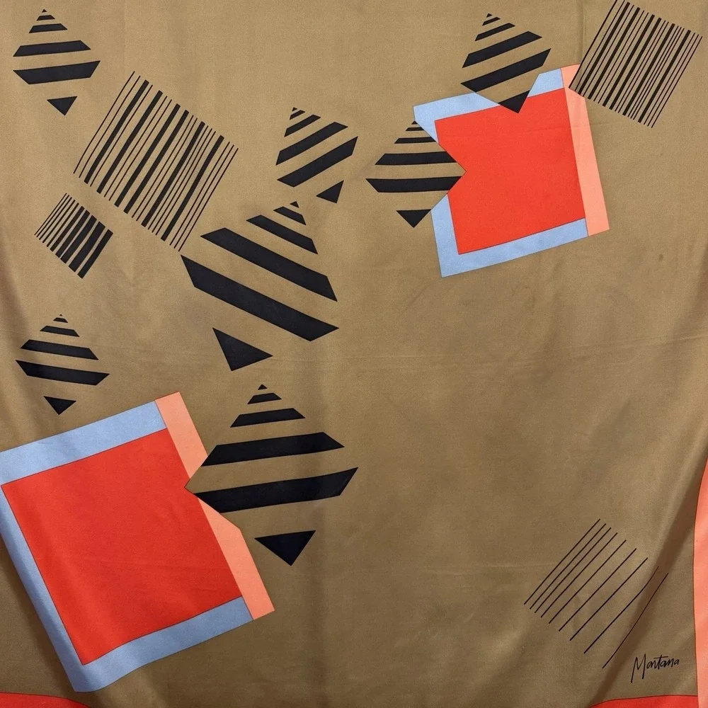 Vintage Claude Montana 100% Silk Scarf FAB Modernist Design 35 3/4